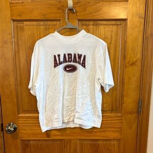 Nike White Tee with Crimson Alabama Arch